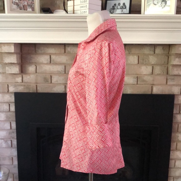 Talbots Pink Geometric Pattern Wrinkle Resistant Button Down Shirt size 8 - Picture 4 of 13